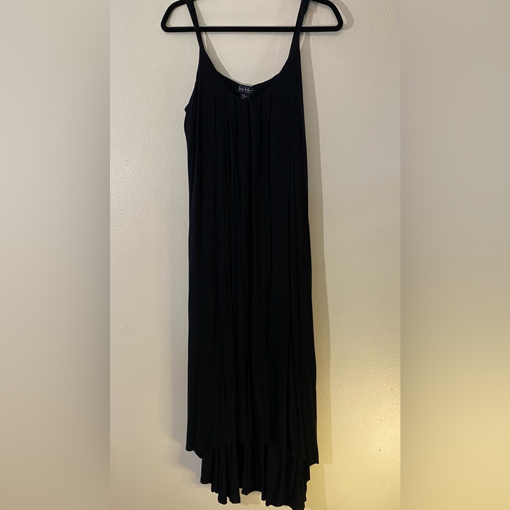 Nicole Miller New York High Low knit black dress w/ built in bra Size XL